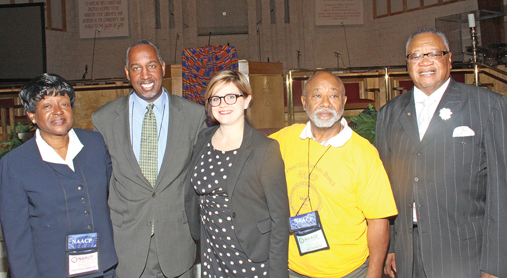 Members of the NAACP Religious Affairs Committee: Joyce Johnson, Rev. Jimmy Hawkins, Rev. Robin Tanner, Min. Robert Campbell & Rev. Cardes Brown. Photo by  Charles Edgerton / Carolina Peacemaker 